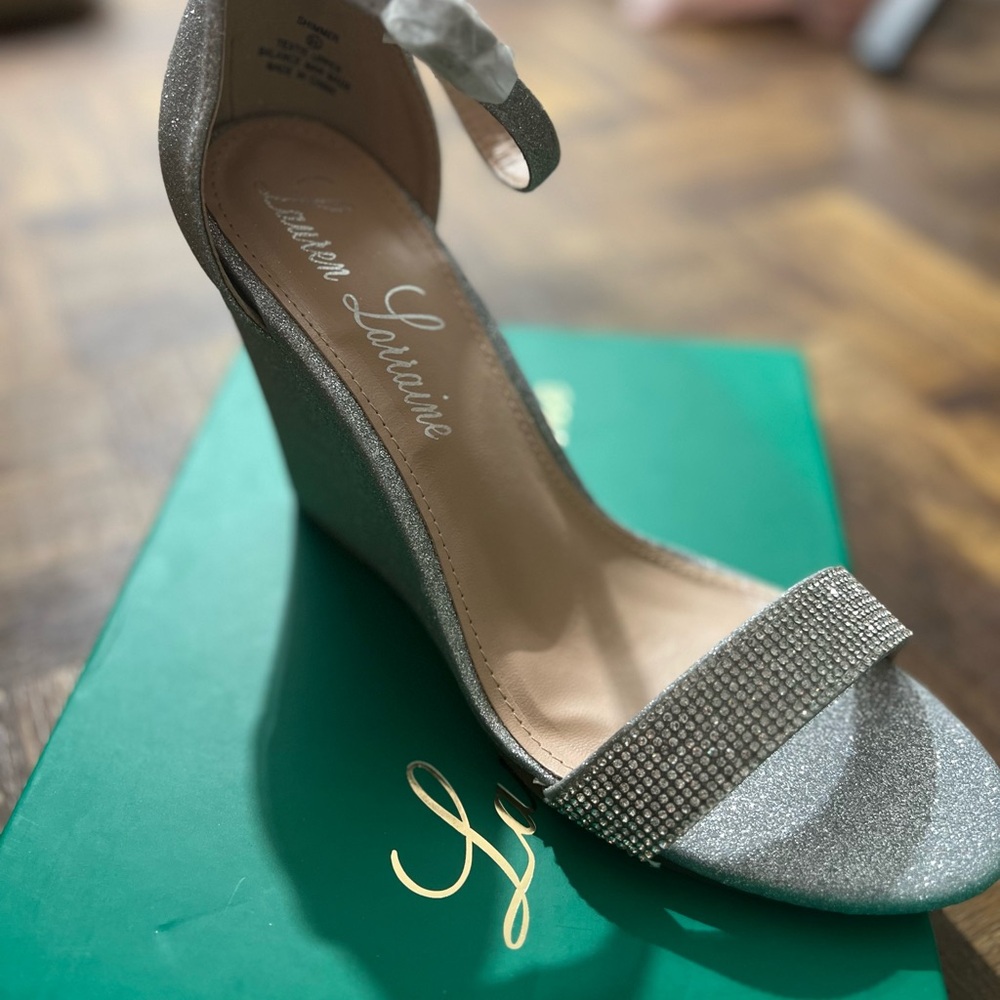 Lauren Lorraine Glittering Silver Wedges